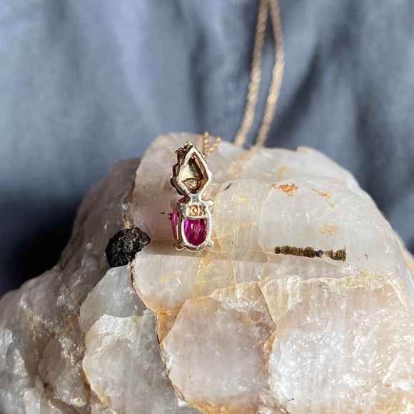 10k Black Hills Gold Ruby and Diamond Necklace - Picture 6 of 8